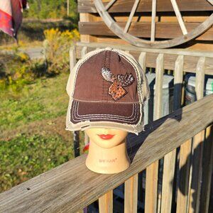 Ladies Brown & Khaki Moose BLING Hat NEW No Tags
